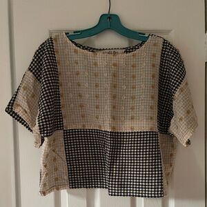Ace & Jig Black and Cream Checkered Claude Top